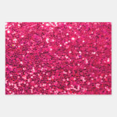 Raspberry Pink Sparkle Sequin Metallische Weihnach Geschenkpapier Set (Vorderseite)