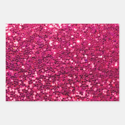 Raspberry Pink Sparkle Sequin Metallische Weihnach Geschenkpapier Set (Vorderseite)