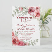Raspberry Pink Watercolor Peony Engagement Party Einladung (Stehend Vorderseite)