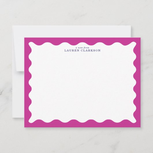 Raspberry Pink Wavy Frame Note Card Einladung (Vorderseite)