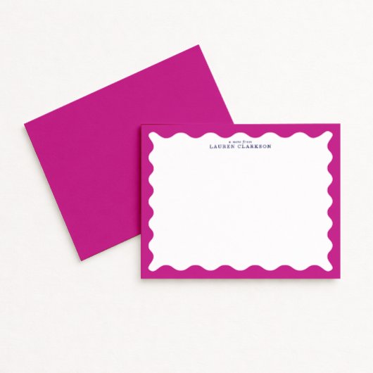 Raspberry Pink Wavy Frame Note Card Einladung