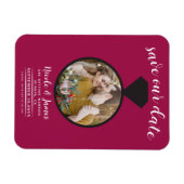 Raspberry Pink Wedding Ring Foto Save the Date Magnet (Horizontal)