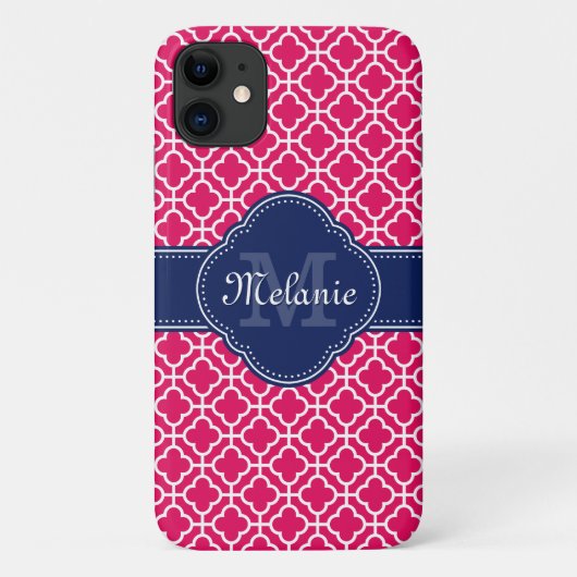 Raspberry Pink Welch marokkanische Pattern Navy Mo Case-Mate iPhone Hülle (Rückseite)
