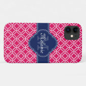 Raspberry Pink Welch marokkanische Pattern Navy Mo Case-Mate iPhone Hülle (Rückseite (Horizontal))