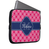 Raspberry Pink Welch marokkanische Pattern Navy Mo Laptopschutzhülle (Vorne Rechts)
