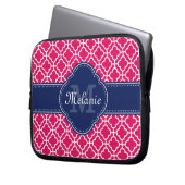 Raspberry Pink Welch marokkanische Pattern Navy Mo Laptopschutzhülle (Vorderseite Links)