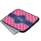 Raspberry Pink Welch marokkanische Pattern Navy Mo Laptopschutzhülle (Vorne Knopf)