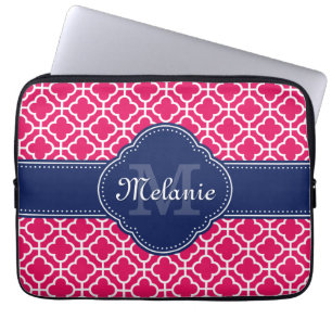 Raspberry Pink Welch marokkanische Pattern Navy Mo Laptopschutzhülle