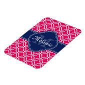 Raspberry Pink Welch marokkanische Pattern Navy Mo Magnet (Linke Seite)