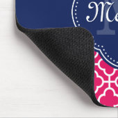Raspberry Pink Welch marokkanische Pattern Navy Mo Mousepad (Ecke)