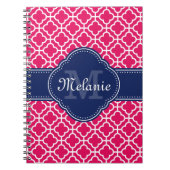 Raspberry Pink Welch marokkanische Pattern Navy Mo Notizblock (Vorderseite)
