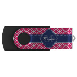 Raspberry Pink Welch marokkanische Pattern Navy Mo USB Stick