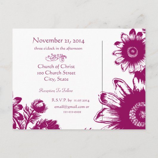 Raspberry Plum Fuchsia Magenta Lila Ankündigungspostkarte (Rückseite)