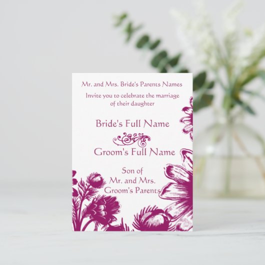 Raspberry Plum Fuchsia Magenta Lila Ankündigungspostkarte (Stehend Vorderseite)