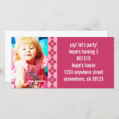 Raspberry Raute Birthdy Foto Einladung (Vorne/Hinten)