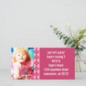 Raspberry Raute Birthdy Foto Einladung (Stehend Vorderseite)