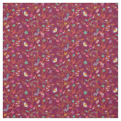 Raspberry Red Boho Blume und Vögel Stoff (Muster)
