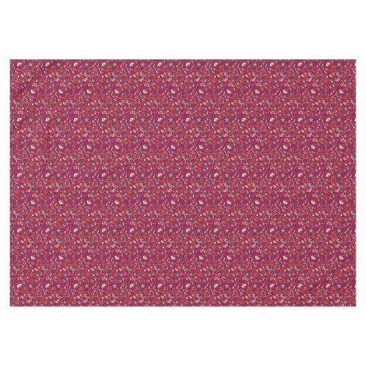 Raspberry Red Boho Flower Branches Tablecloth Tischdecke (Vorderseite (Horizontal))