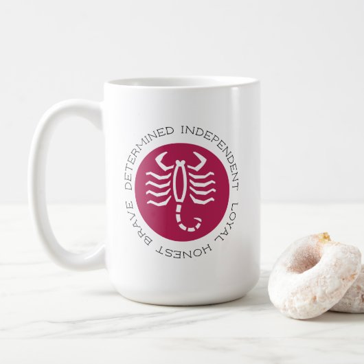 Raspberry Red Scorpio Traits Zodiac Star Sign Coff Kaffeetasse (Mit Donut)
