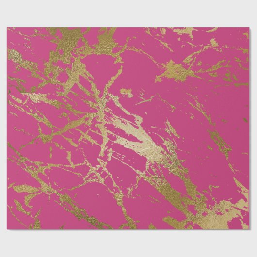 Raspberry Rubin Pink Gold Marmor Shiny Glam Geschenkpapier (Flach)