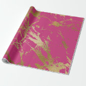 Raspberry Rubin Pink Gold Marmor Shiny Glam Geschenkpapier (Ungerollt)