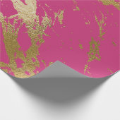Raspberry Rubin Pink Gold Marmor Shiny Glam Geschenkpapier (Ecke)