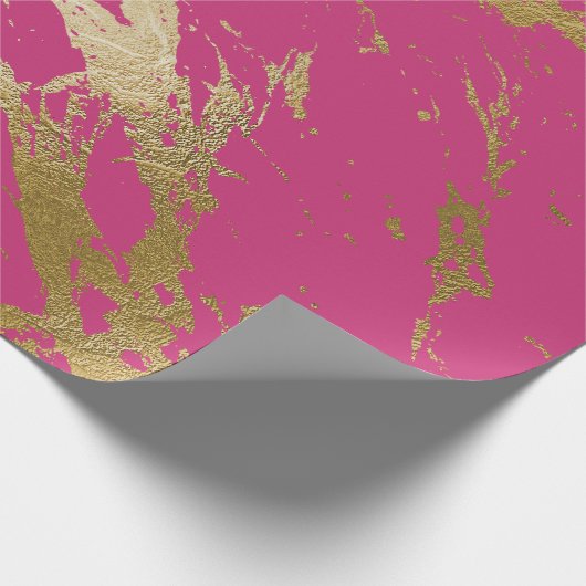 Raspberry Rubin Pink Gold Marmor Shiny Glam Geschenkpapier (Ecke)