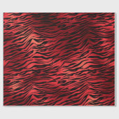 Raspberry Ruby Black Tiger Animal Red Metallic Geschenkpapier (Flach)