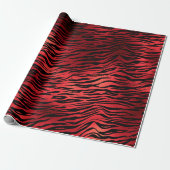 Raspberry Ruby Black Tiger Animal Red Metallic Geschenkpapier (Ungerollt)