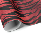 Raspberry Ruby Black Tiger Animal Red Metallic Geschenkpapier (Rolleneckpunkt)