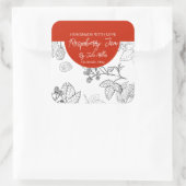 Raspberry-Siegel, hausgemacht, schwarz und weiß Quadratischer Aufkleber (Tasche)