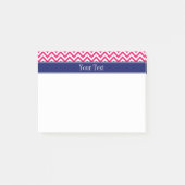 Raspberry SLg Zickzack Navy Name Monogram Post-it Klebezettel (Vorderseite)