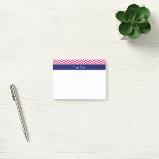 Raspberry SLg Zickzack Navy Name Monogram Post-it Klebezettel (Büro)