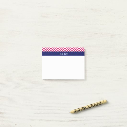 Raspberry SLg Zickzack Navy Name Monogram Post-it Klebezettel (Auf Schreibtisch)