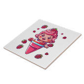 Raspberry Sorbet Kawaii Fliese (Seite)
