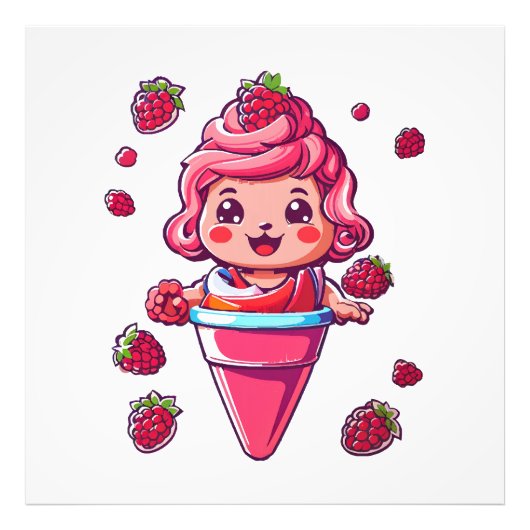 Raspberry Sorbet Kawaii Fotodruck (Vorne)