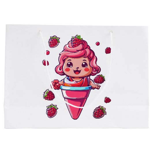 Raspberry Sorbet Kawaii Große Geschenktüte (Rückseite)