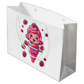 Raspberry Sorbet Kawaii Große Geschenktüte (Rückseite Schrägansicht)