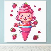 Raspberry Sorbet Kawaii Leinwanddruck (Insitu (Holzboden))