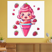 Raspberry Sorbet Kawaii Leinwanddruck (Insitu (Wohnzimmer))
