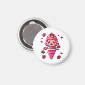 Raspberry Sorbet Kawaii Magnet (Vorderseite/Rückseite)