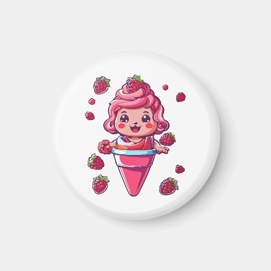 Raspberry Sorbet Kawaii Magnet (Vorne)