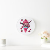 Raspberry Sorbet Kawaii Runde Wanduhr (Zuhause)
