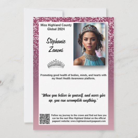 Raspberry Sparkle Pageant Autogrammkarte | QR-Code Einladung (Rückseite)