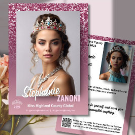Raspberry Sparkle Pageant Autogrammkarte | QR-Code Einladung
