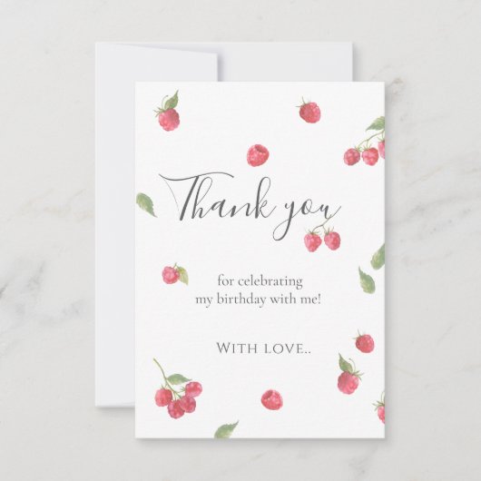 Raspberry Sweet Berry Erste Geburtstagsparty Dankeskarte (Vorderseite)