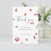 Raspberry Sweet Berry Erste Geburtstagsparty Dankeskarte (Stehend Vorderseite)