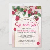Raspberry Sweet Watercolor Babydusche Sip & See Einladung (Vorderseite)