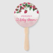 Raspberry Sweet Watercolor Girl Babydusche Fächer (Vorderseite)
