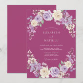 Raspberry Üppige Florale Hochzeit Einladung (Vorne/Hinten)